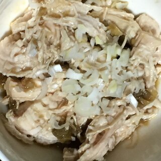 ゆでむね肉の香味だれ和え